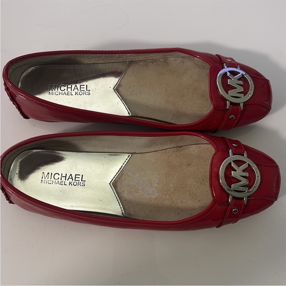 Michael Kors Vibrant Red Flats with Silver Accents